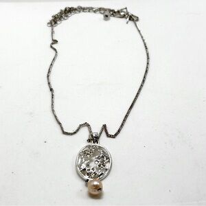 SAO, Silver, Crystal And Pearl Floral Pendant Necklace